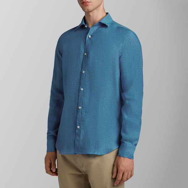 Yarn-dyed linen octane shirt