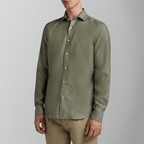 Yarn-dyed linen safari shirt