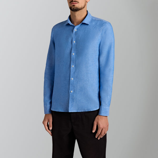Yarn-dyed linen light blue shirt - 2025